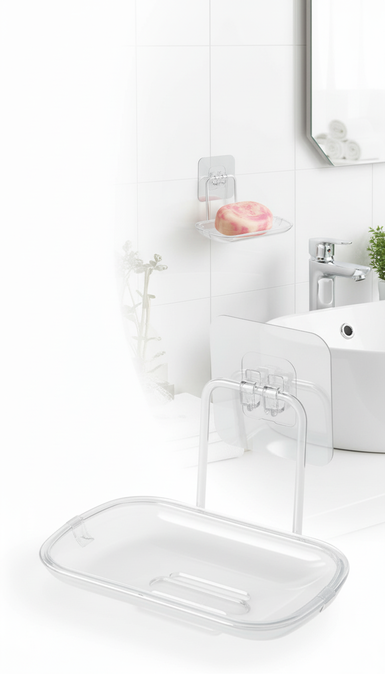 Yapışkanlı Sabunluk – Su Giderli, Katı Sabun Kutusu, 13 x 9 cm 722345