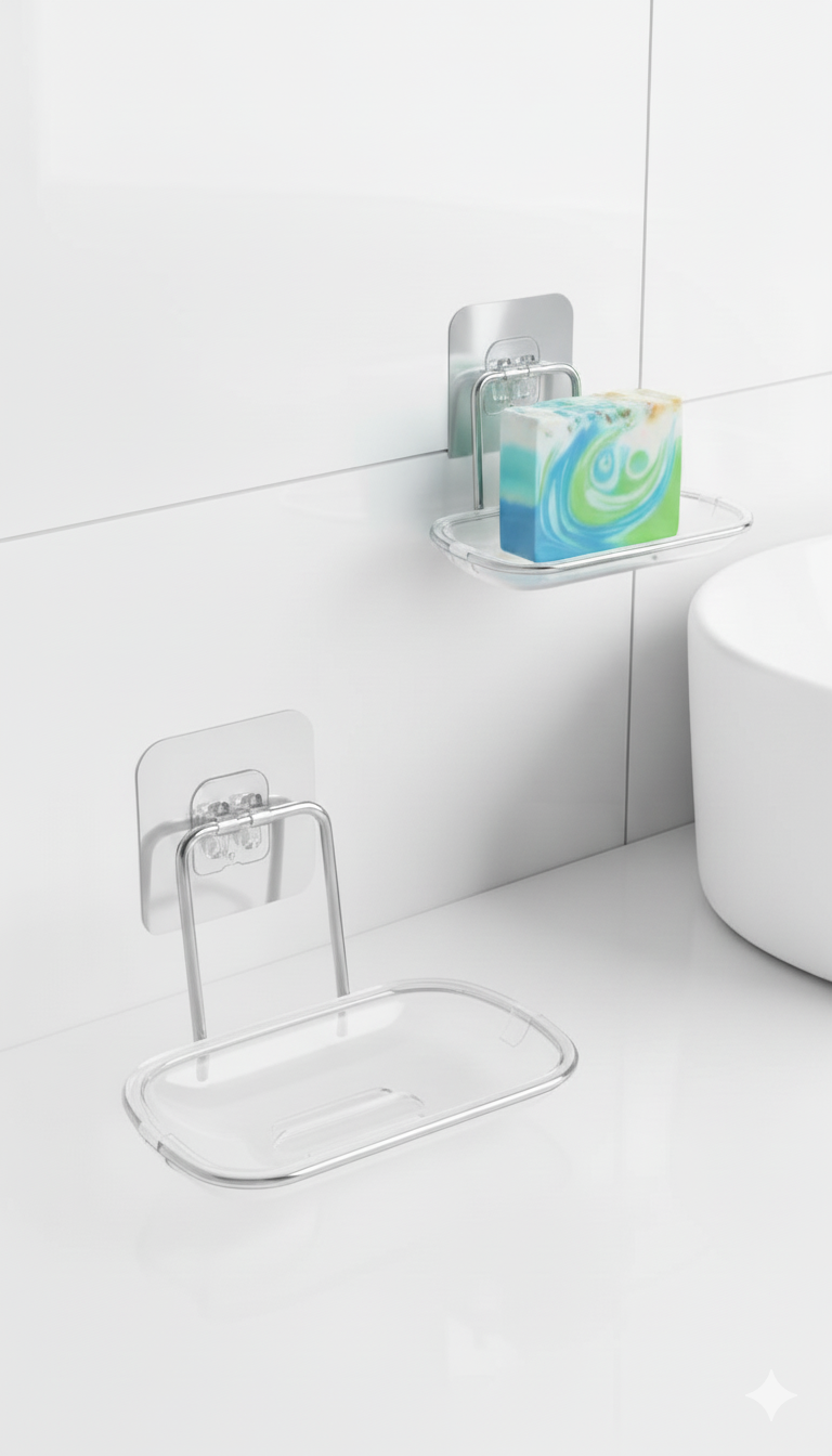 Yapışkanlı Sabunluk – Su Giderli, Katı Sabun Kutusu, 13 x 9 cm 722345