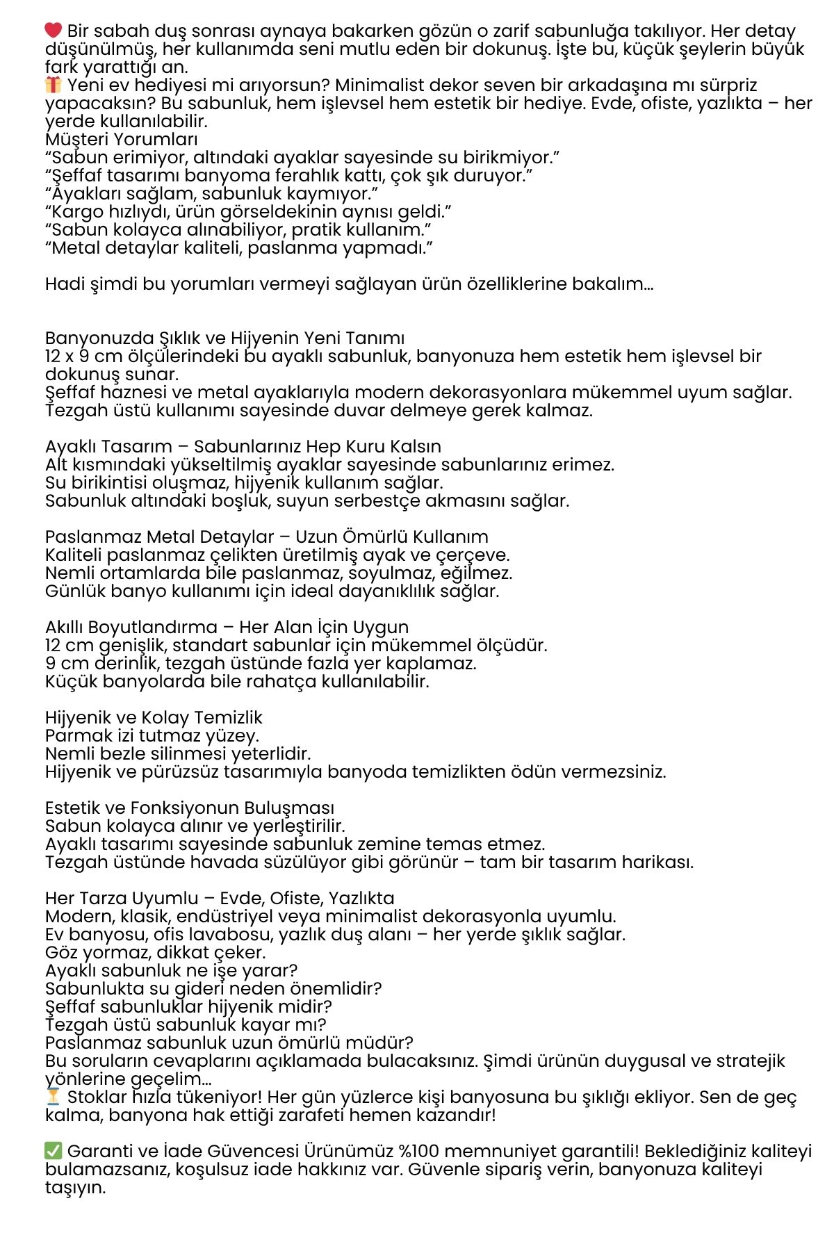 Ayaklı Sabunluk – Su Giderli, Şeffaf Tasarım, 12 x 9 cm, Tezgah Üstü Kullanım 722346