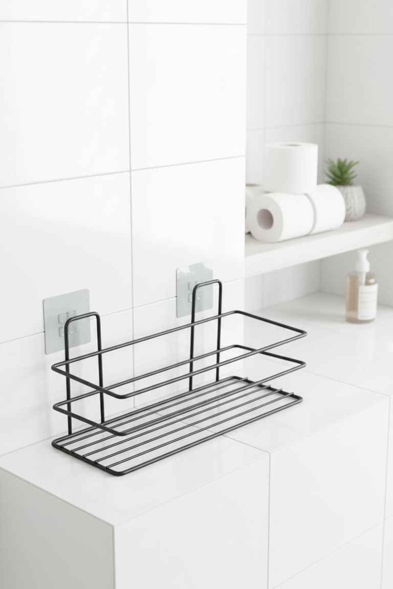 Yapışkanlı Duvar Rafı – Baharat Rafı, Kavanoz Rafı Banyo/Mutfak Organizer, 30 x 12 x 9 cm 722347