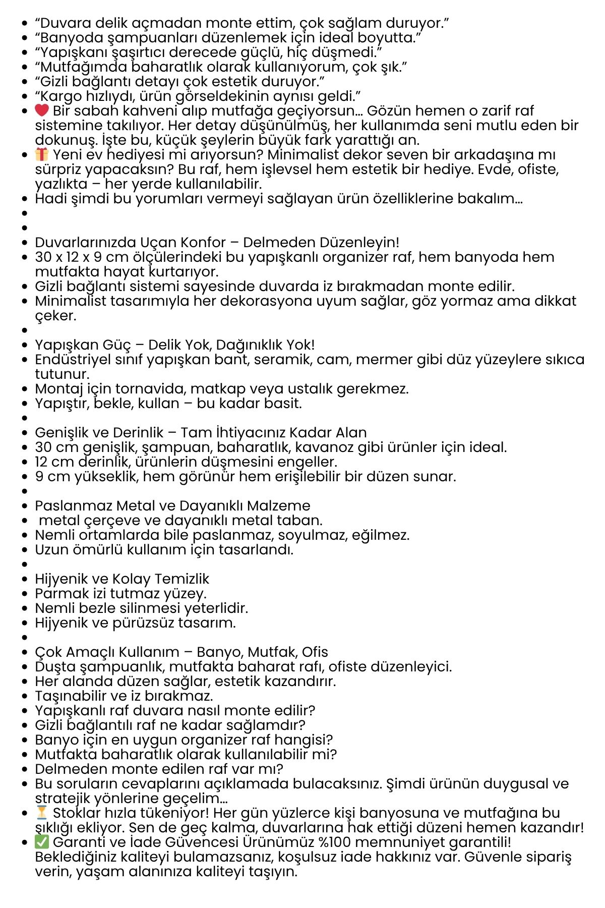 Yapışkanlı Duvar Rafı – Baharat Rafı, Kavanoz Rafı Banyo/Mutfak Organizer, 30 x 12 x 9 cm 722347