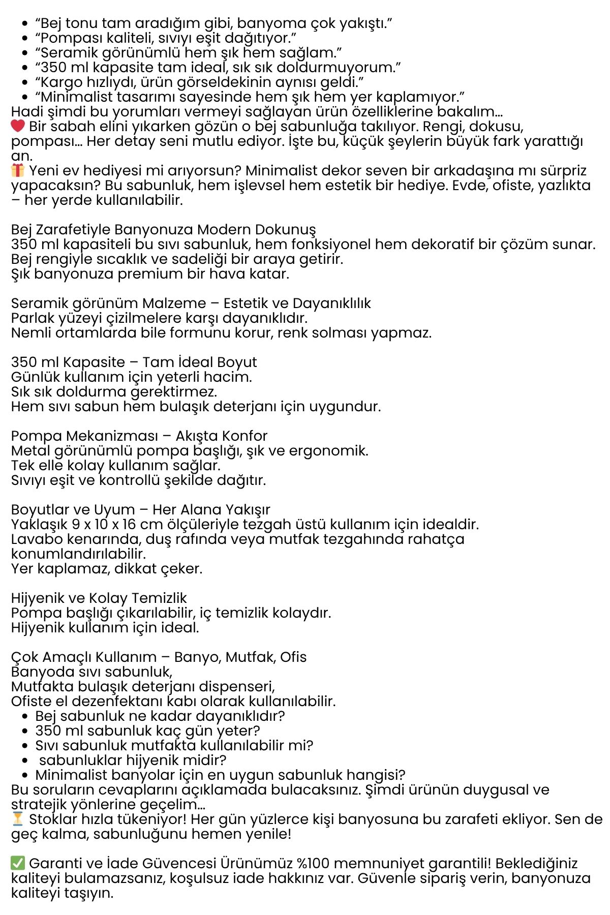 Sıvı Sabunluk – Bej Renk, 350 ml,  Modern Tasarım 722349