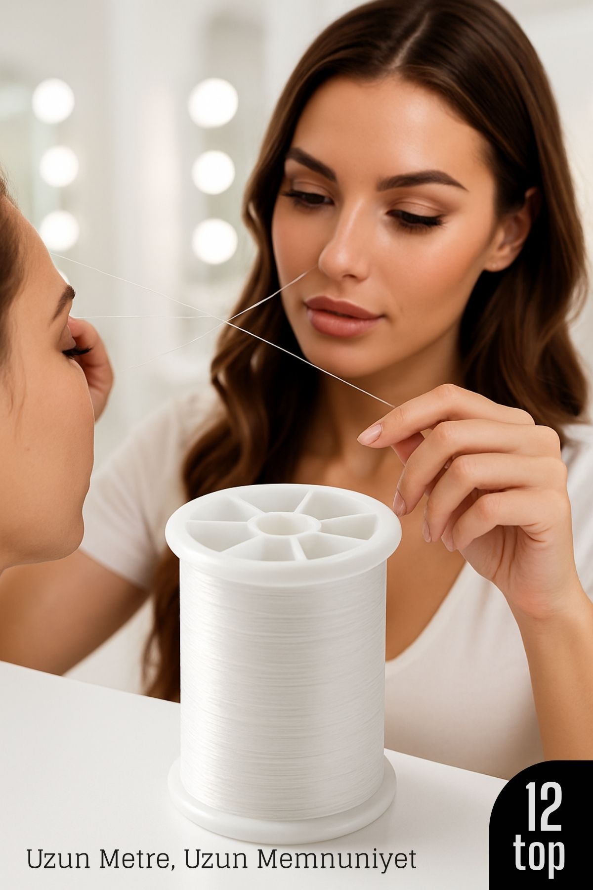 Profesyonel Kuaför Kaş Bıyık Alma İpi – Ekstra Sağlam 12 ADET X 500 metre Beyaz 722359