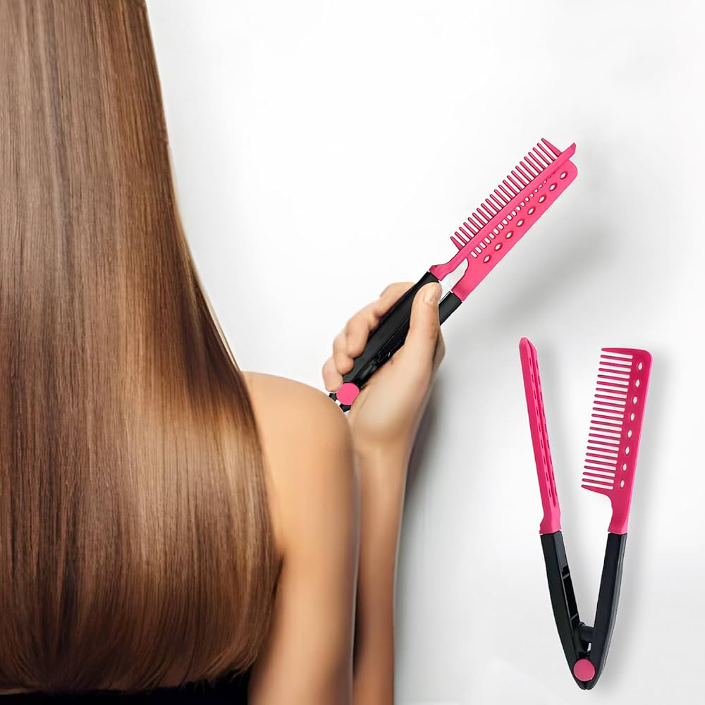 Manuel V Tipi Keratin Saç Düzleştirici – Isısız, Taraklı Saç Maşası  Pratik ve Taşınabilir 722360