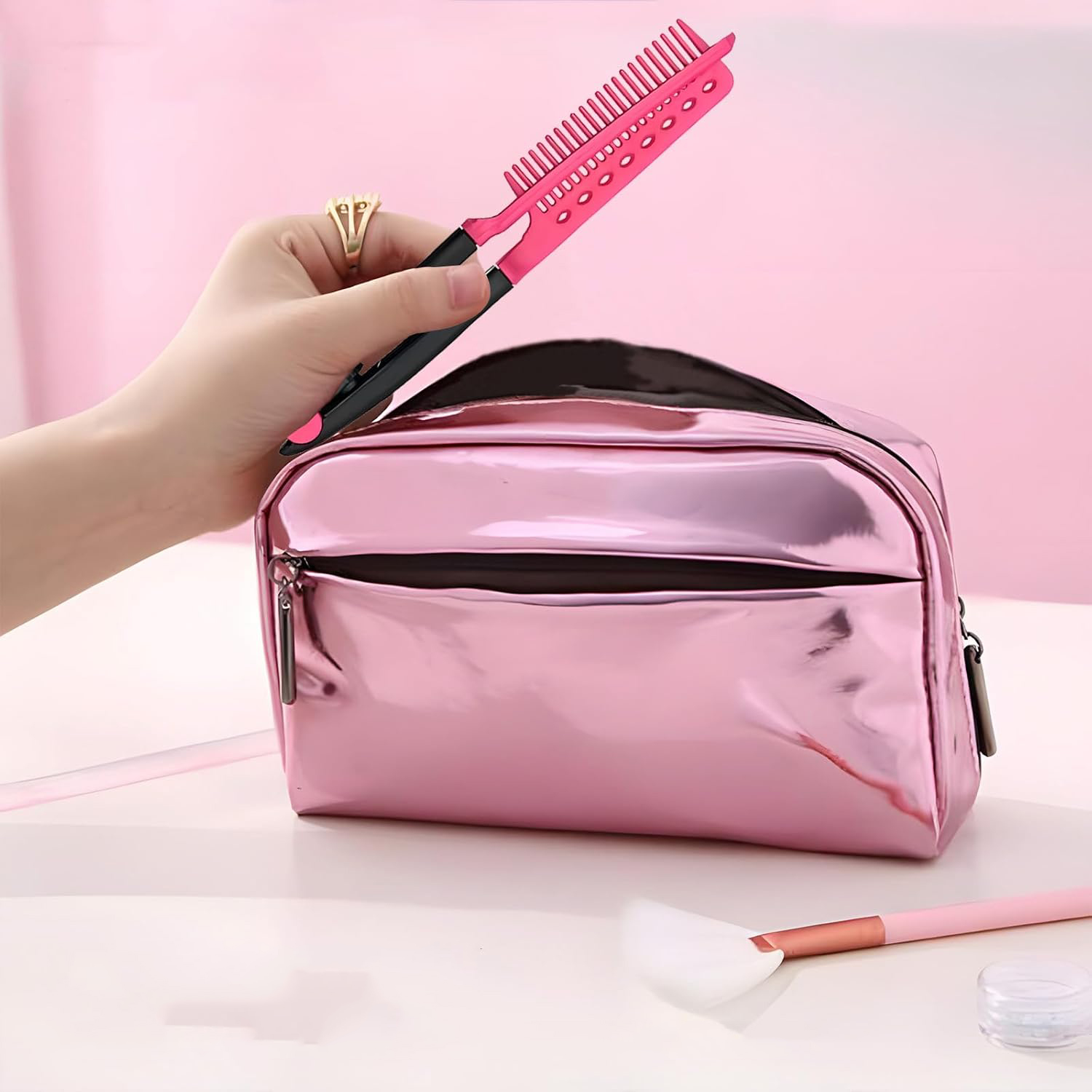 Manuel V Tipi Keratin Saç Düzleştirici – Isısız, Taraklı Saç Maşası  Pratik ve Taşınabilir 722360