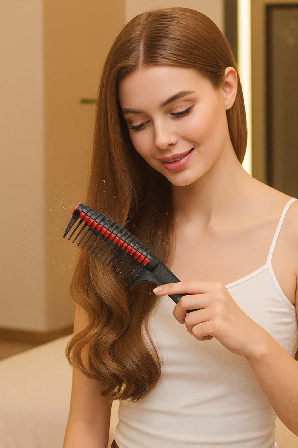 Profesyonel Kırık Saç Temizleyici Tarak - Saç Bakım Krem Protein Dağıtıcı Tarak Bukle Tarağı 722365