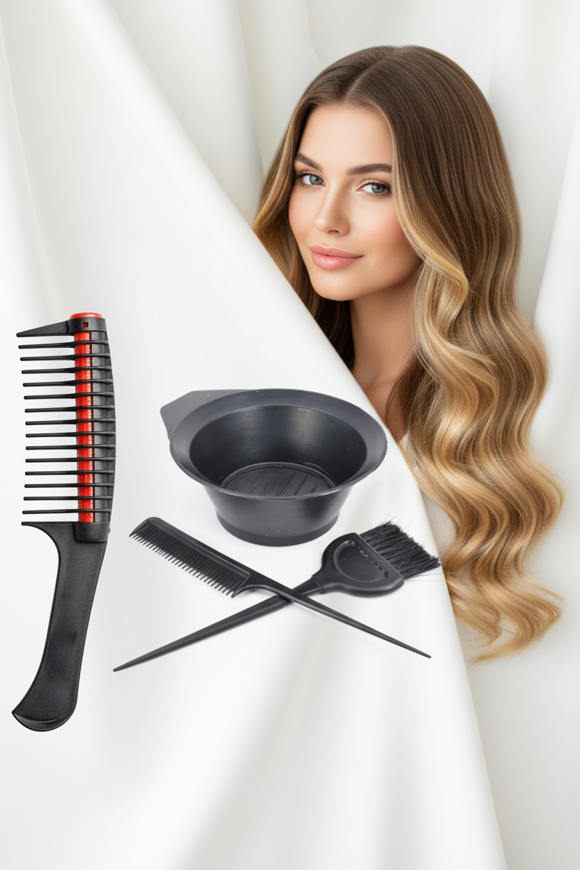 Saç Boyama Seti 3’lü ve Saç Boya Sıyırıcı Tarak, Seti Fırça, Boya Kabı ile Profesyonel Uygulama Kolaylığı 722366