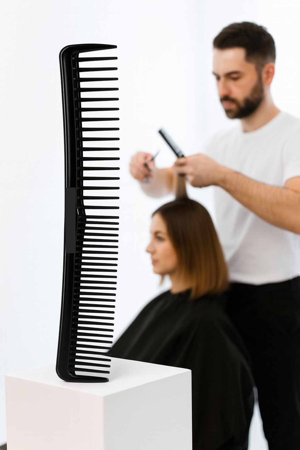 Kuaför Saç Kesim Tarağı - Profesyonel Eğimli Tasarım Berber Kesim Tarağı 722380