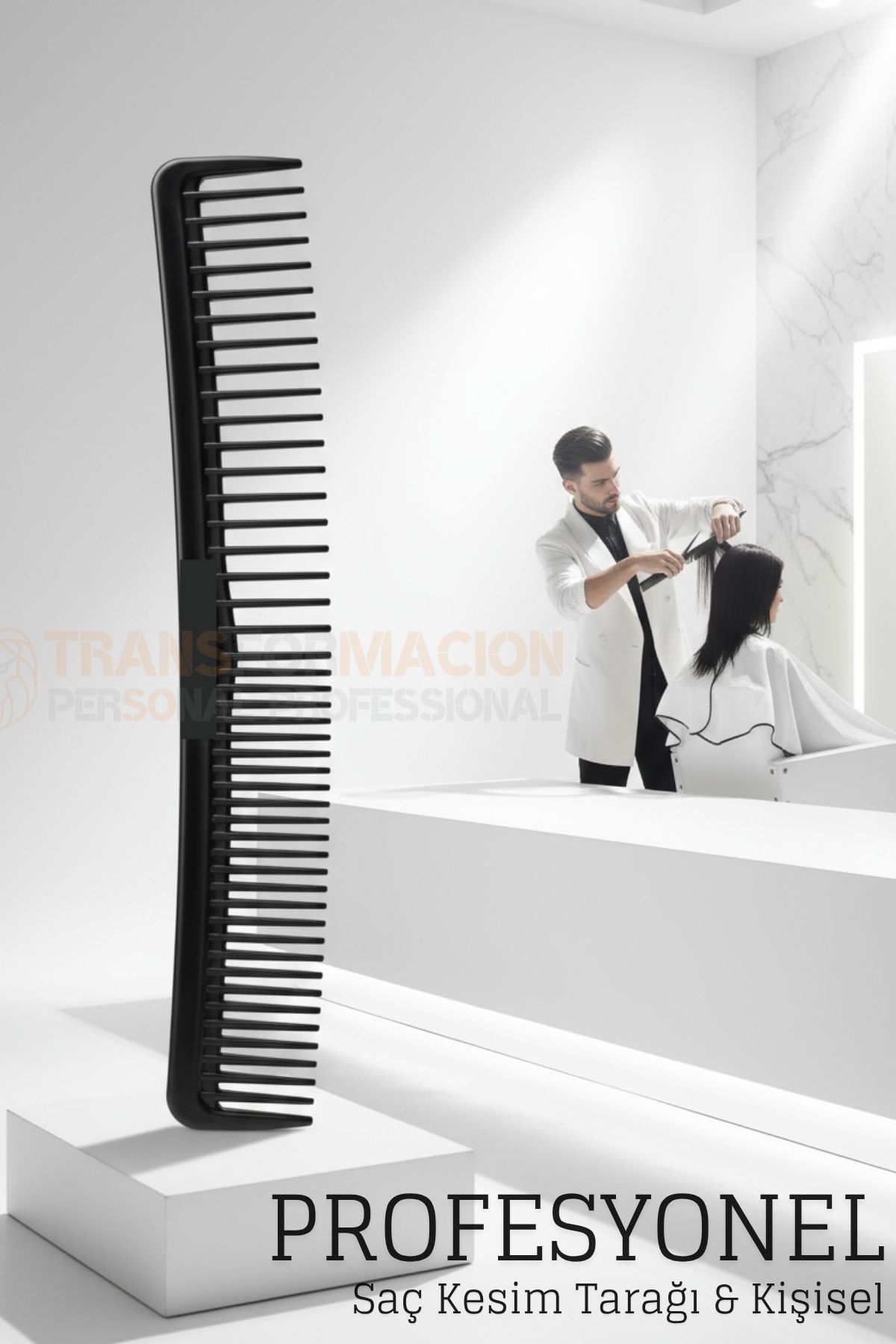 Kuaför Saç Kesim Tarağı - Profesyonel Eğimli Tasarım Berber Kesim Tarağı 722380