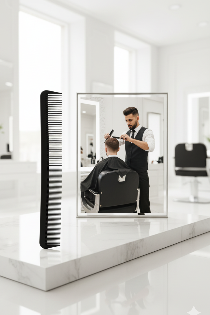 Kuaför Saç Kesim Tarağı - Profesyonel Eğimli Tasarım Berber Kesim Tarağı 722381