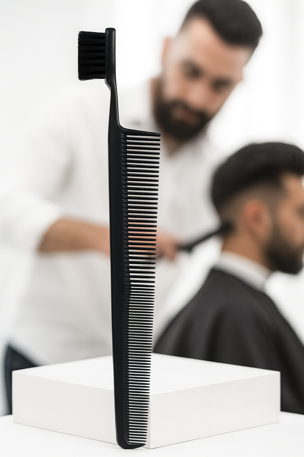 Kuaför Saç Kesim Tarağı - Profesyonel Mini Fade Fırçalı Tasarım Berber Kesim Tarağı 722382