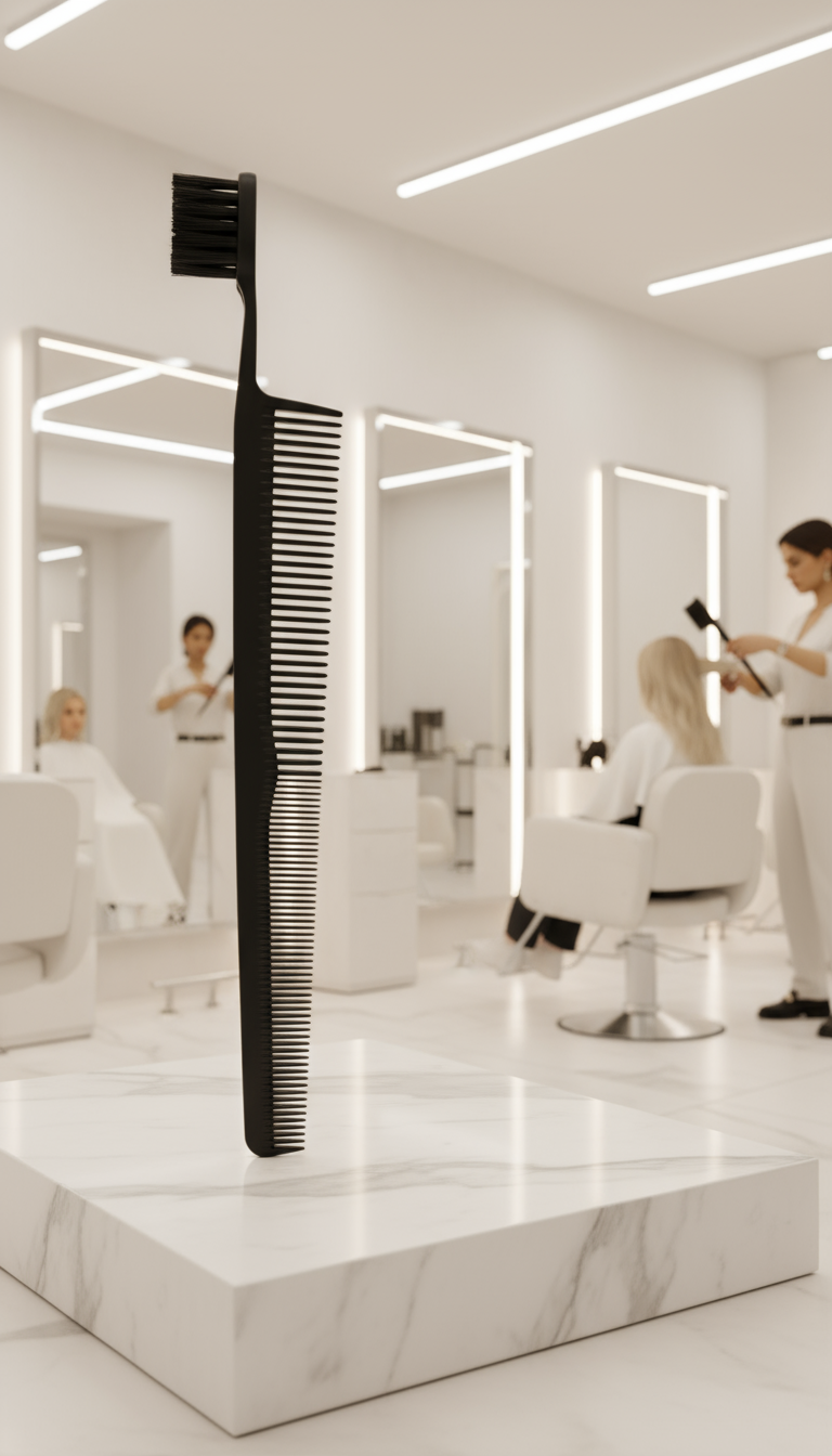 Kuaför Saç Kesim Tarağı - Profesyonel Mini Fade Fırçalı Tasarım Berber Kesim Tarağı 722382
