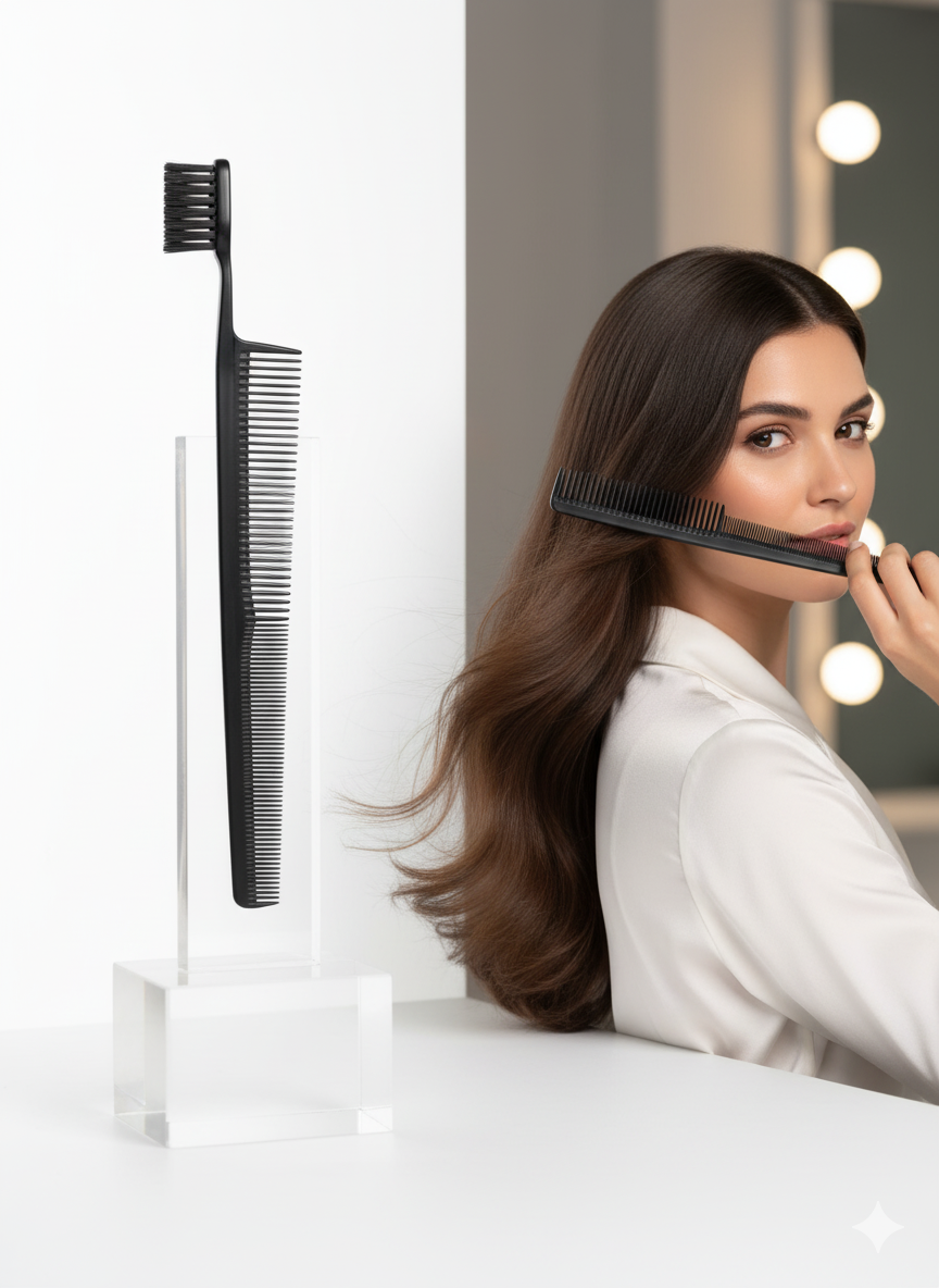 Kuaför Saç Kesim Tarağı - Profesyonel Mini Fade Fırçalı Tasarım Berber Kesim Tarağı 722382