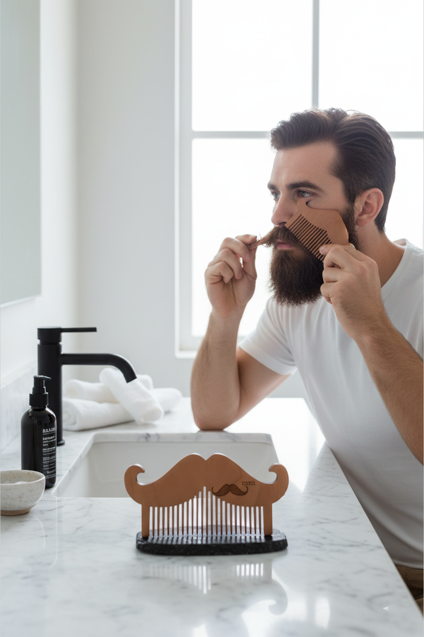 Ahşap Sakal ve Bıyık Tarağı – Antistatik Şimşir Tarak  722387