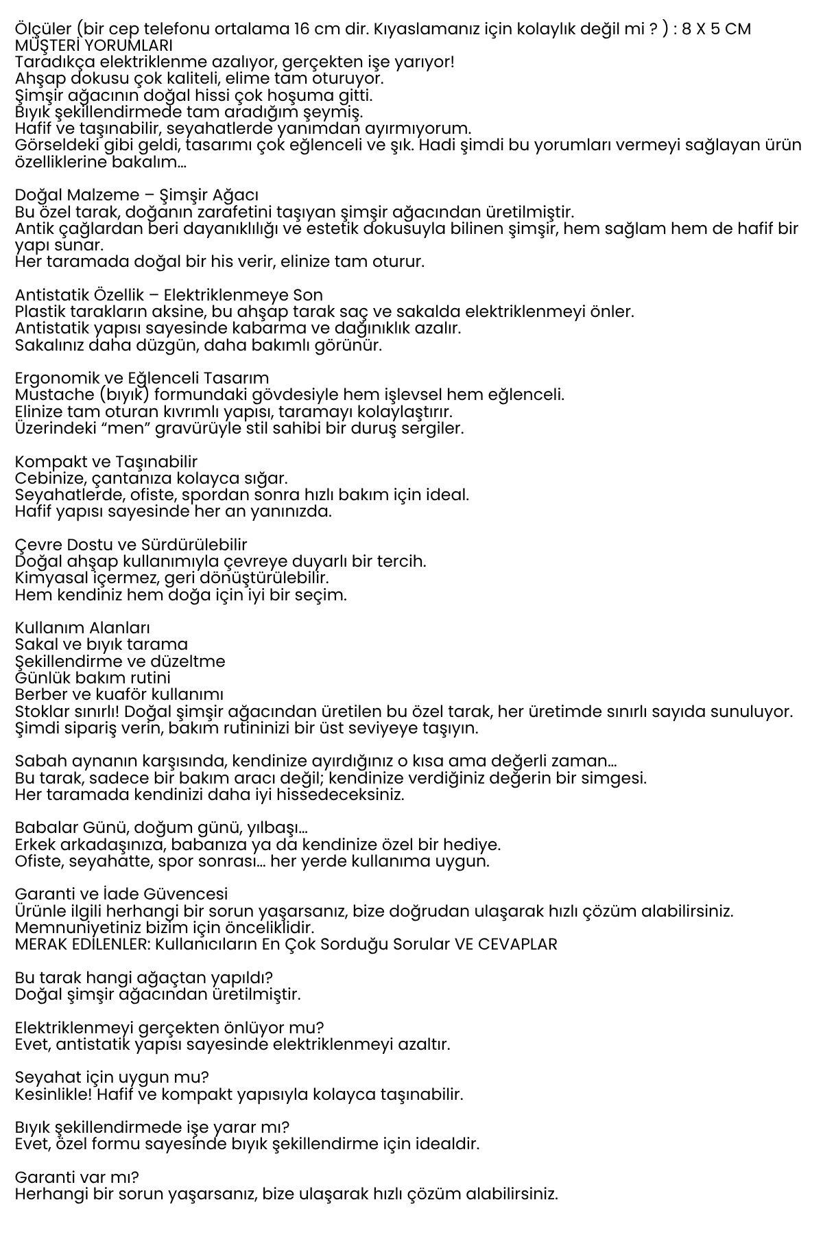 Ahşap Sakal ve Bıyık Tarağı – Antistatik Şimşir Tarak  722387