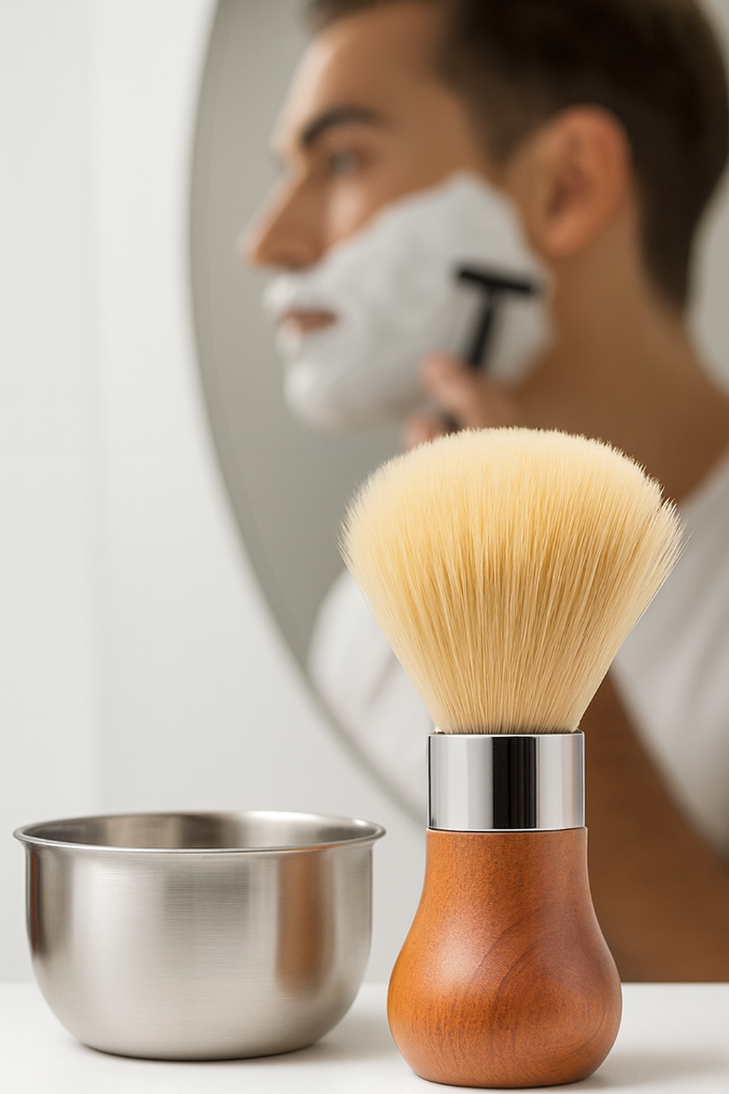 Premium Tıraş Fırçası - Dişbudak Saplı - %70 Domuz Kılı Karışımı | Yoğun Köpük, Pürüzsüz Tıraş 722390