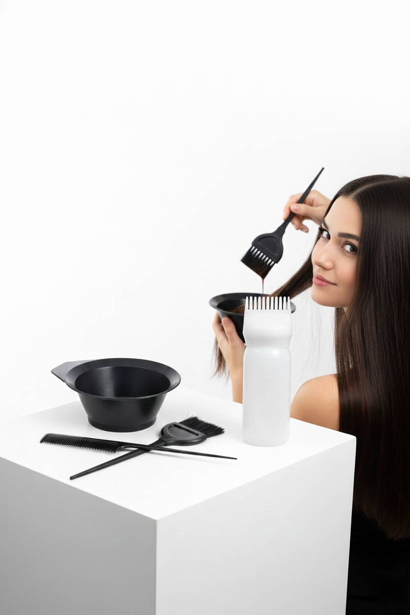 Saç Boyama Seti 3’lü ve Saç Boyası Eşit Dağıtım Şişesi  Tarak, Seti Fırça, Boya Kabı 722392