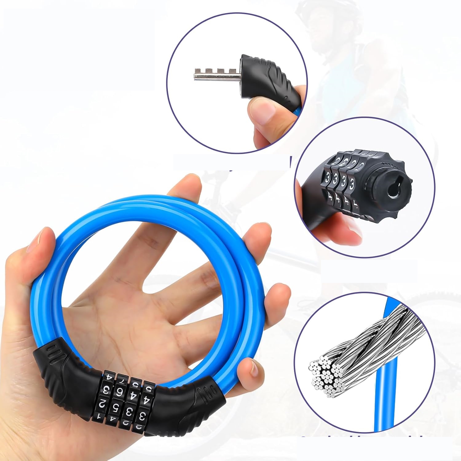 Şifreli Bisiklet Kilidi Scooter Motosiklet Kilidi - Anahtarsız Güvenlik Çelik Kablo 722393