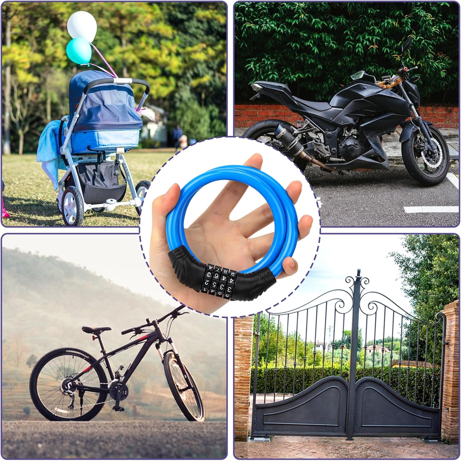 Şifreli Bisiklet Kilidi Scooter Motosiklet Kilidi - Anahtarsız Güvenlik Çelik Kablo 722393