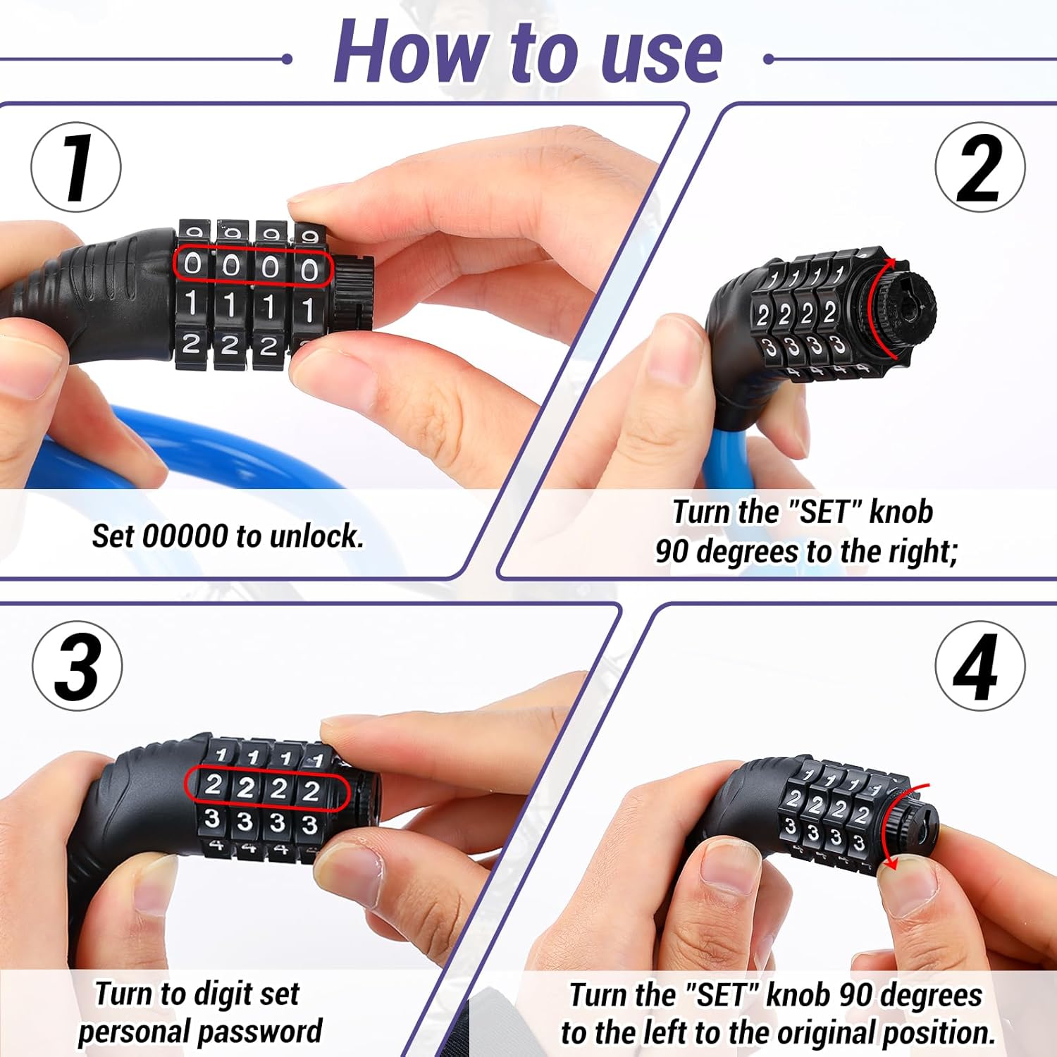 Şifreli Bisiklet Kilidi Scooter Motosiklet Kilidi - Anahtarsız Güvenlik Çelik Kablo 722393