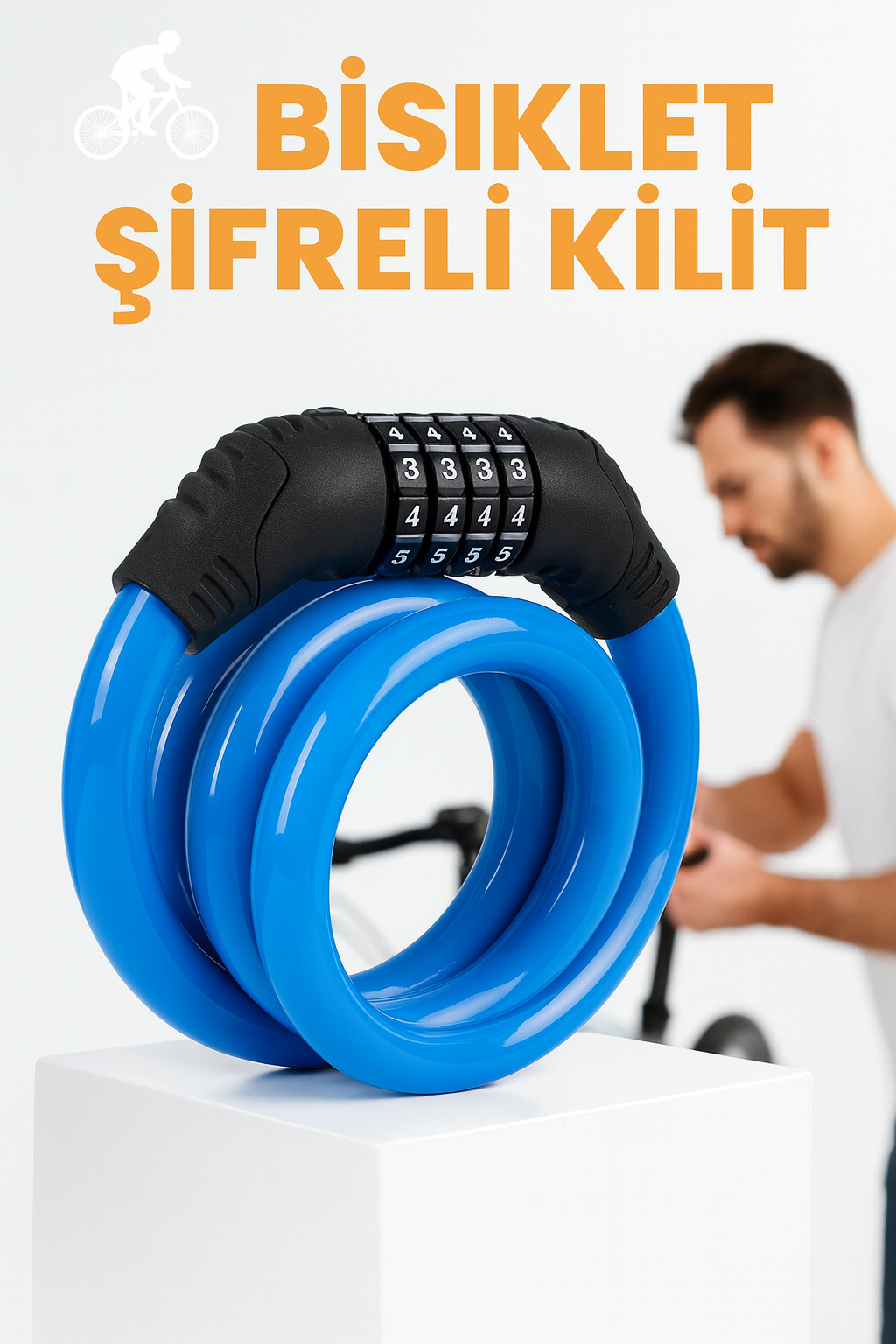 Şifreli Bisiklet Kilidi Scooter Motosiklet Kilidi - Anahtarsız Güvenlik Çelik Kablo 722393