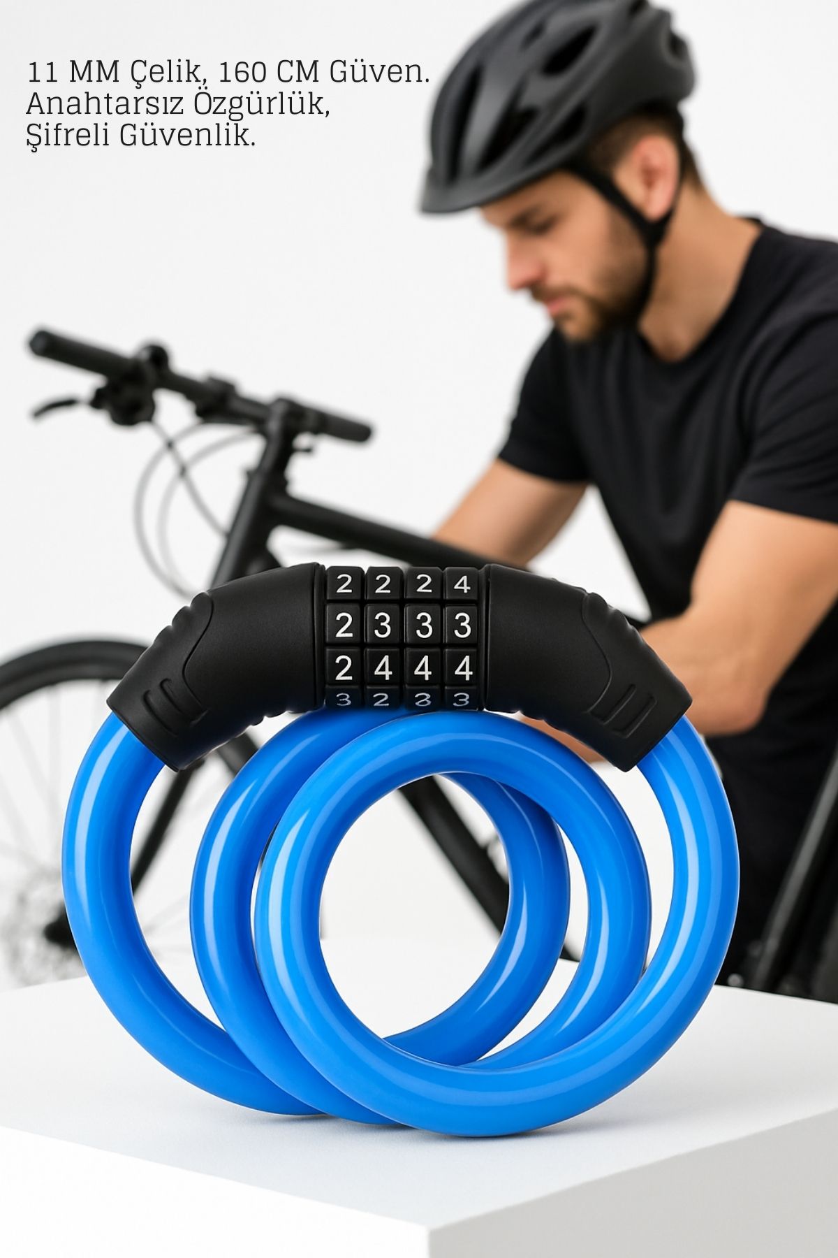 Şifreli Bisiklet Kilidi Scooter Motosiklet Kilidi - Anahtarsız Güvenlik Çelik Kablo 722393