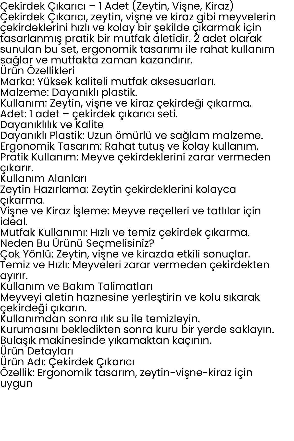 Çekirdek Çıkarıcı - Kiraz Çekirdek Çıkarıcı Zeytin Çekirdek Çıkarıcı 722398