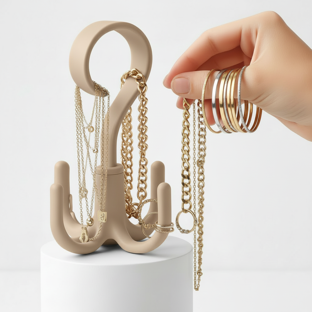 360° Dönerli Kancalı Çok Amaçlı Askı - Dolap İçi Düzenleyici Takı Askısı Şal Askısı 722400