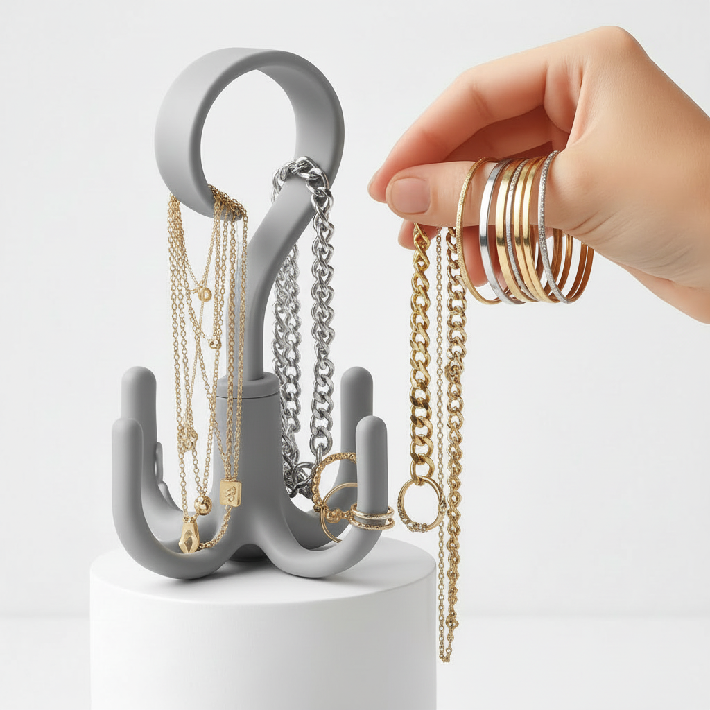 360° Dönerli Kancalı Çok Amaçlı Askı - Dolap İçi Düzenleyici Takı Askısı Şal Askısı 722400