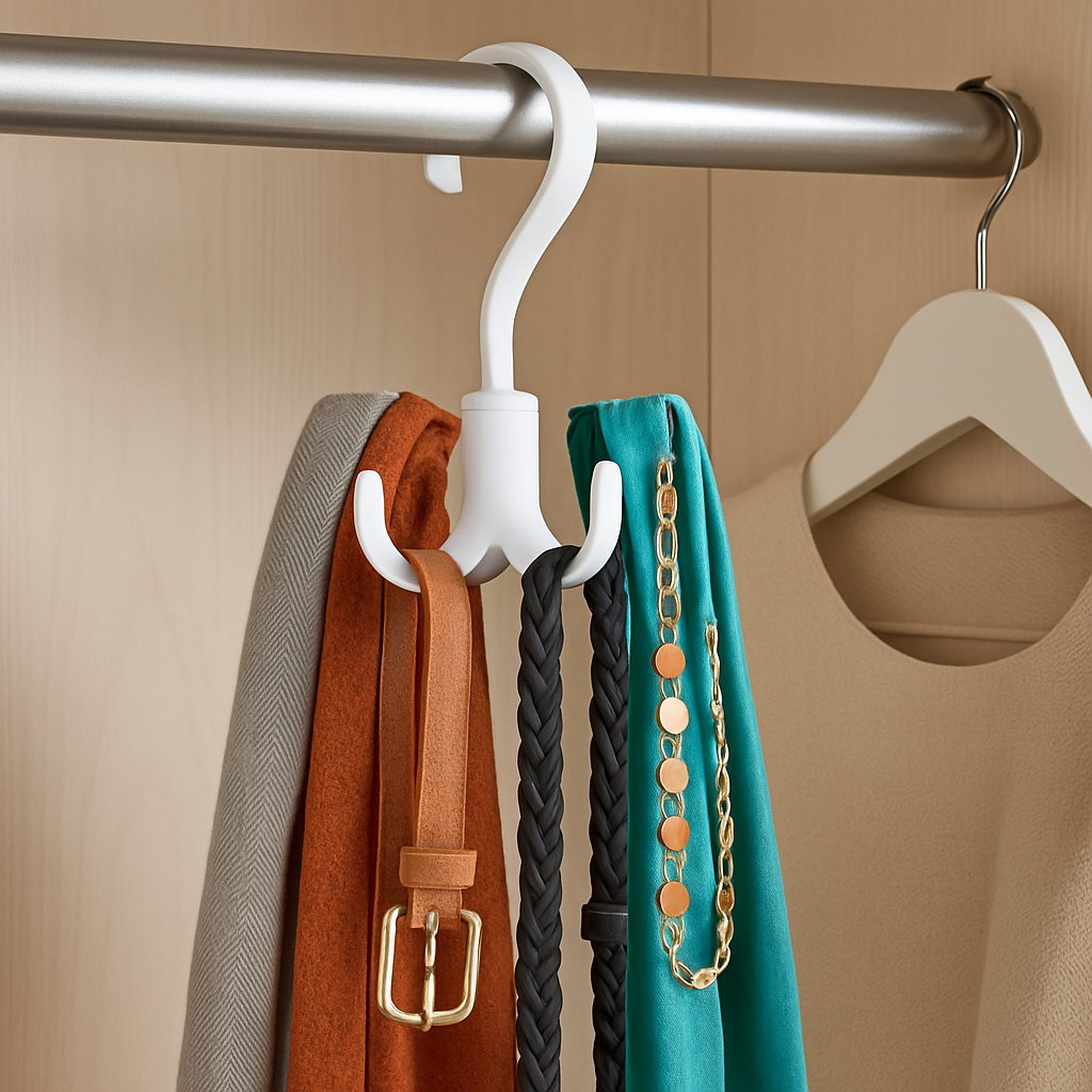 360° Dönerli Kancalı Çok Amaçlı Askı - Dolap İçi Düzenleyici Takı Askısı Şal Askısı 722400