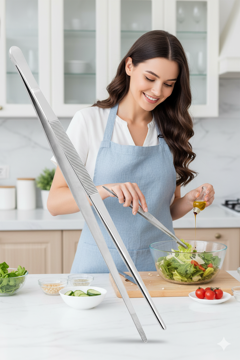 Paslanmaz Çelik Şef Cımbızı 30 cm – Mutfak Maşası Kızartma Maşası 722401