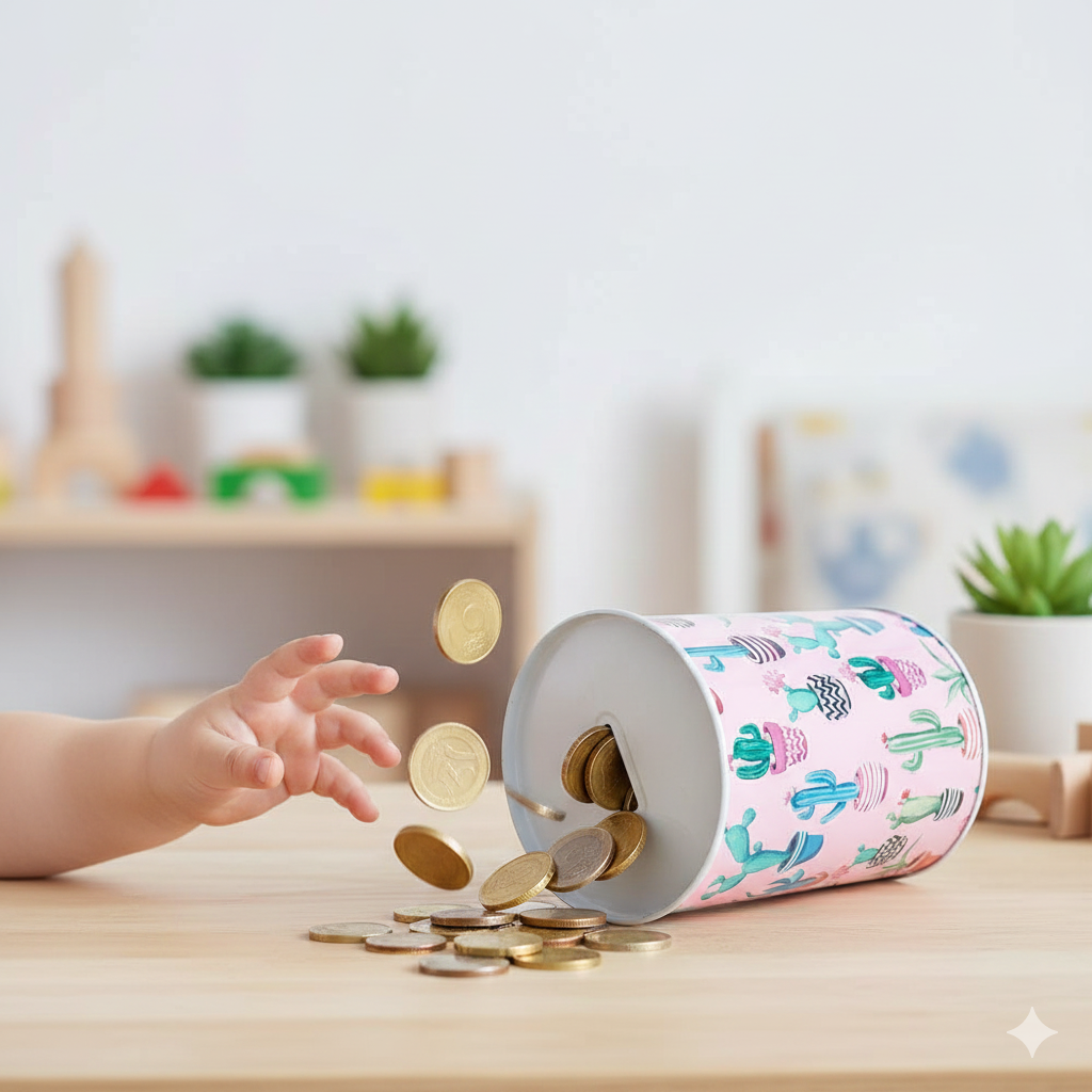 Desenli Metal Kumbara | 11x9 cm - Tasarruf ve Dekorasyon Bir Arada 722402