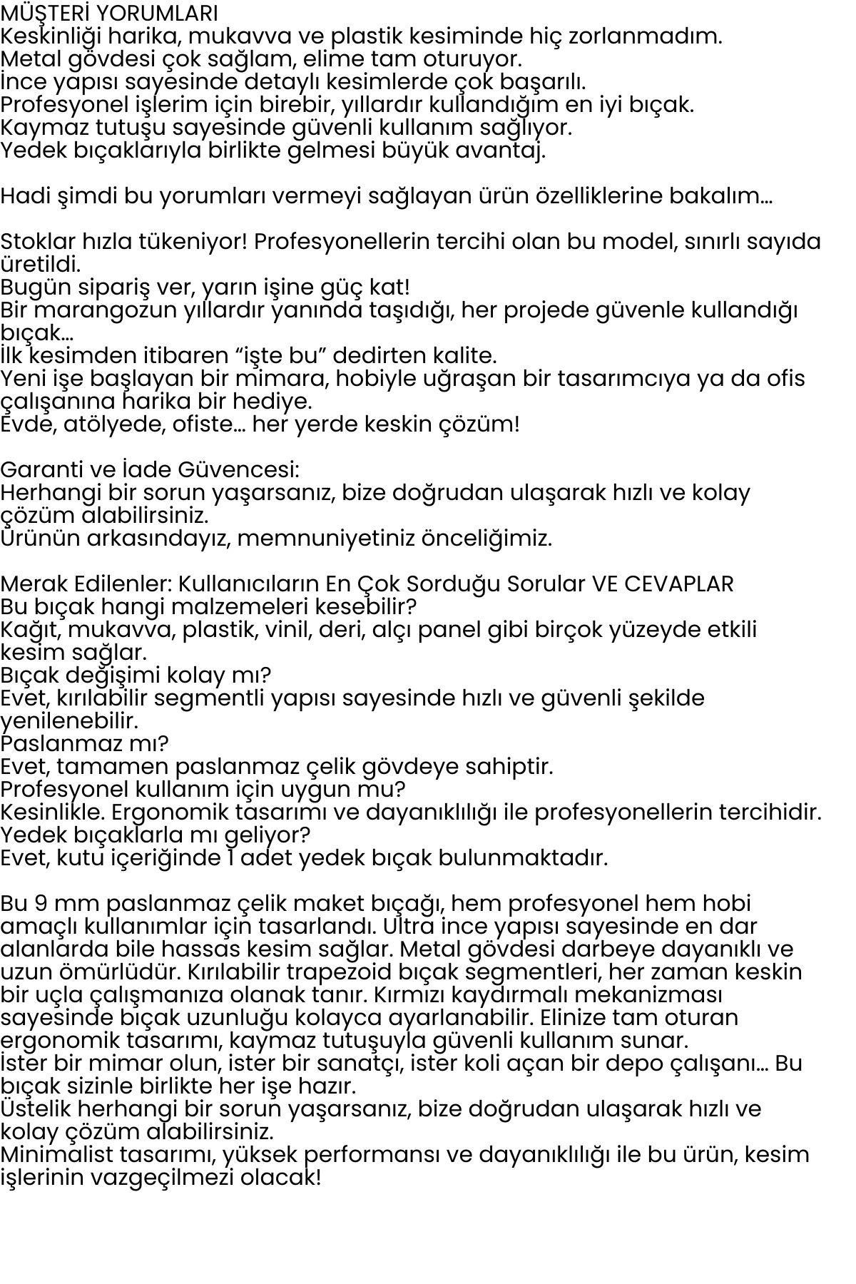 Çelik Maket Bıçağı - İnce Tip Maket Bıçağı Dayanıklı ve Keskin Profesyonel 722409  