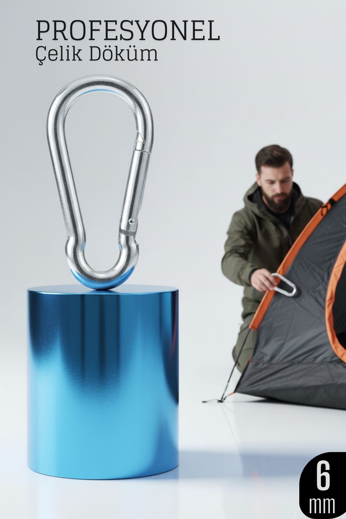 Çelik Yan Açılır Karabina - 6 mm Kamp, Tırmanış ve Günlük Kullanım İçin Güvenli Kilit  722410