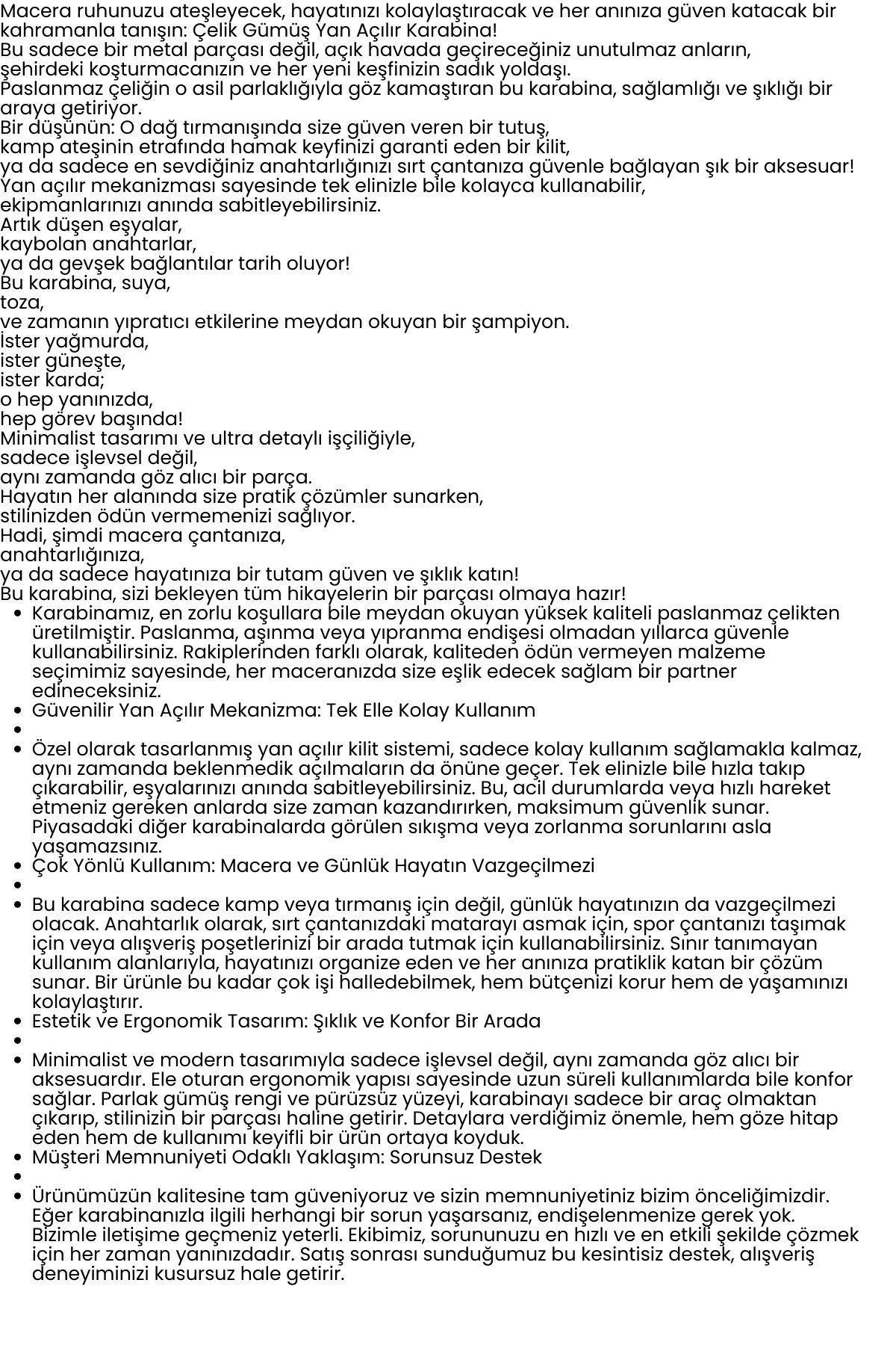 Çelik Yan Açılır Karabina -10 mm Kamp, Tırmanış ve Günlük Kullanım İçin Güvenli Kilit  722411