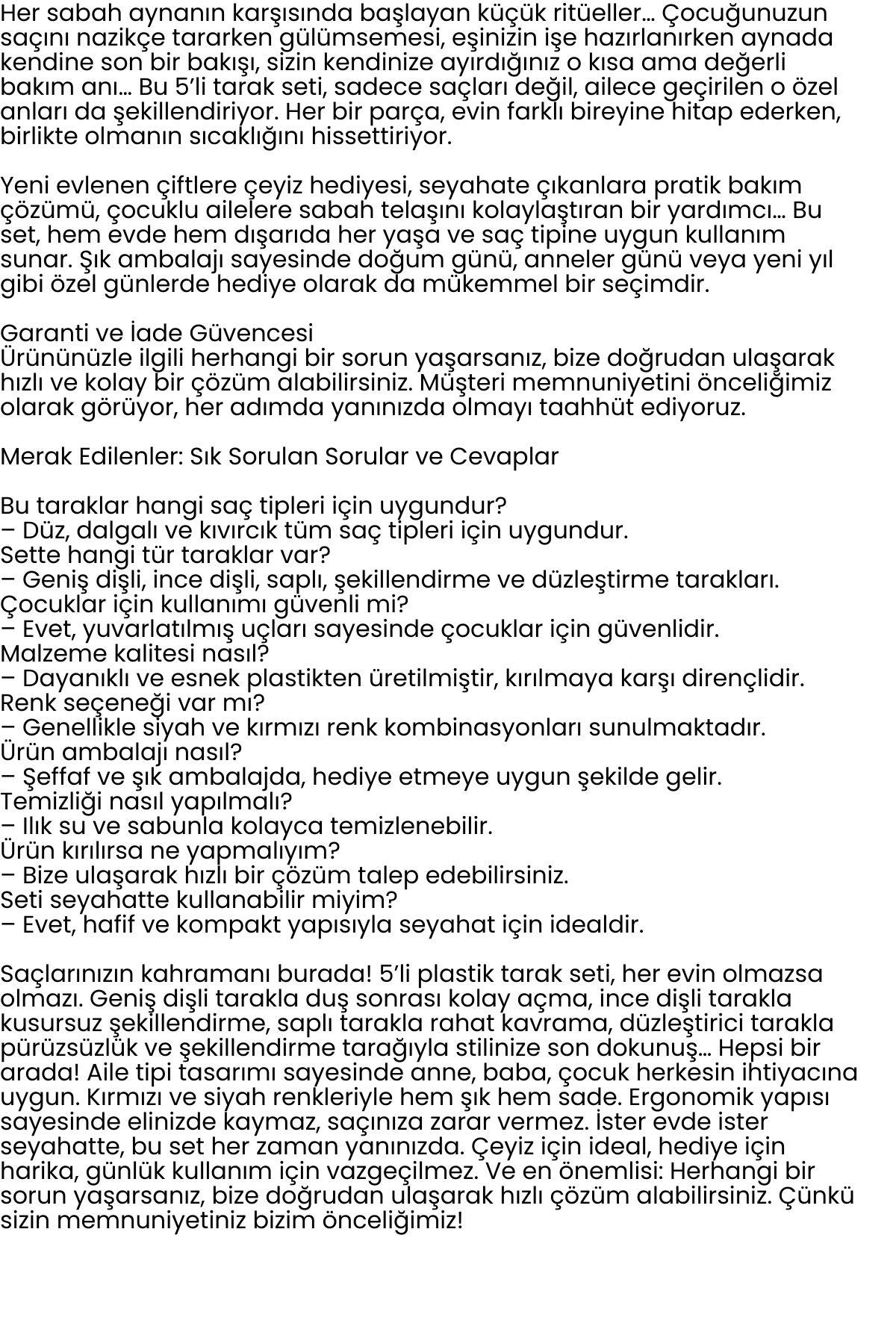 5'li Tarak Seti – Aile Tipi, Her Saç İçin Uygun 722414