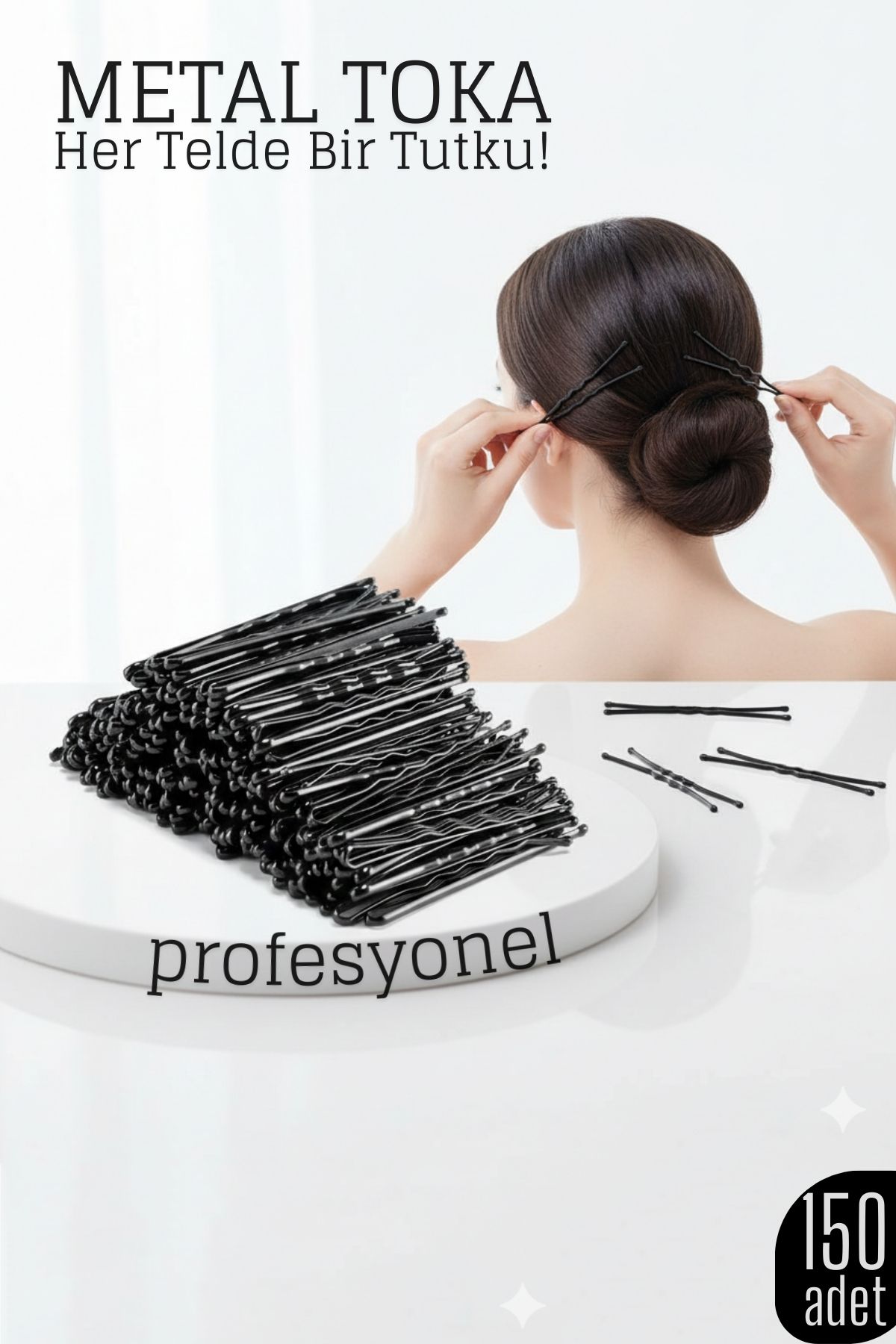 150’li Siyah Metal Tel Toka Seti – Profesyonel Saç Şekillendirme İçin 722416