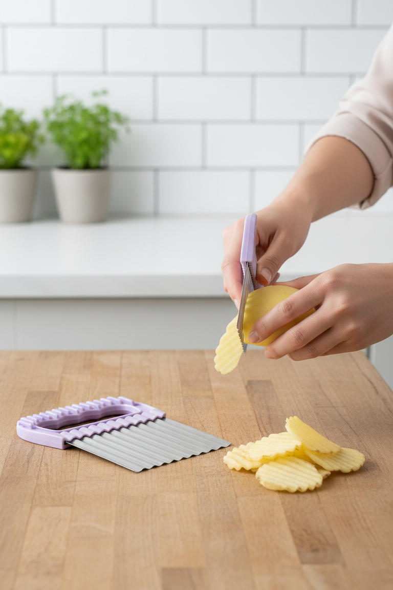 Şekilli Pratik Cips Dilimleyici Paslanmaz Çelik  – 9x13 cm 722424