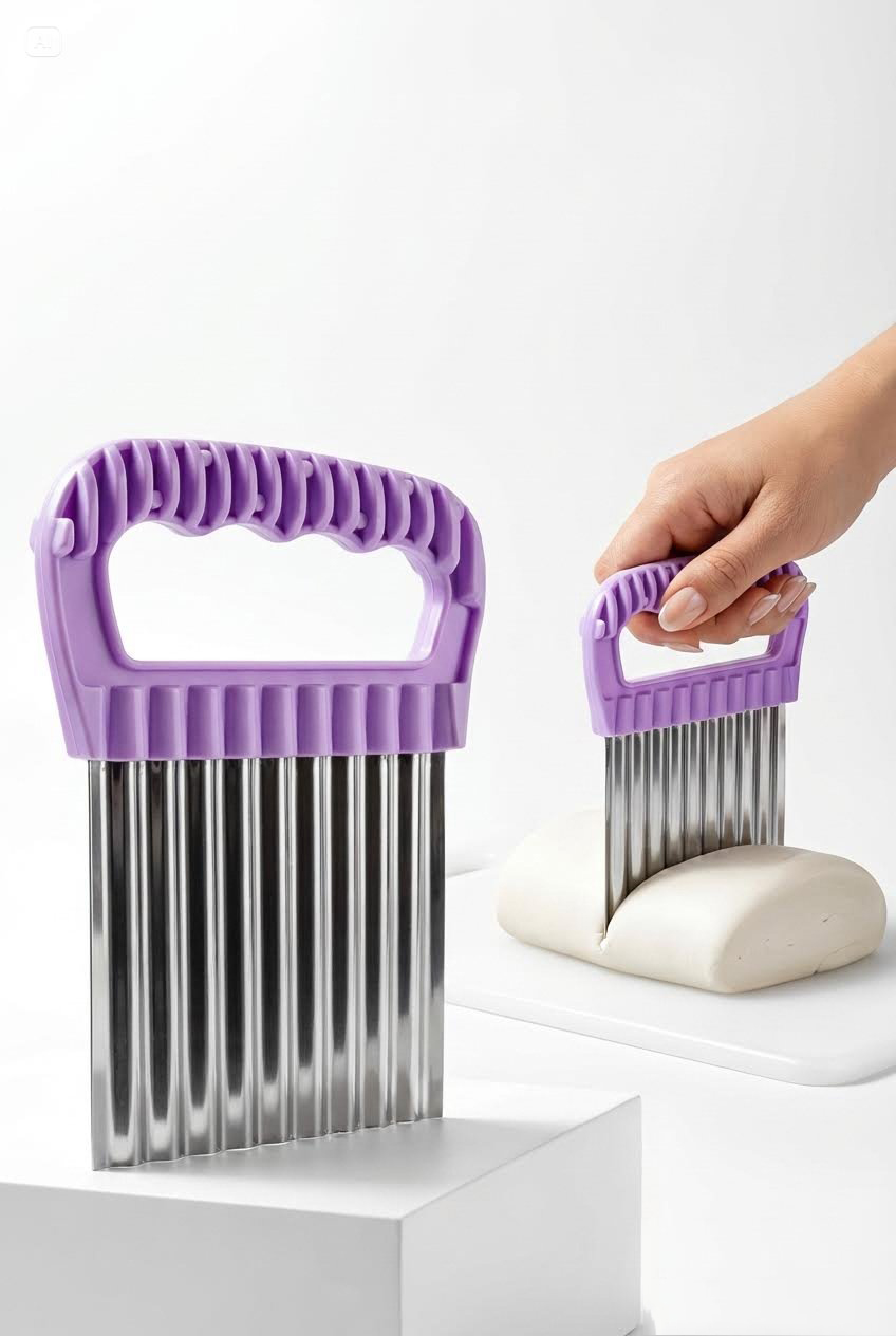 Şekilli Pratik Cips Dilimleyici Paslanmaz Çelik  – 9x13 cm 722424