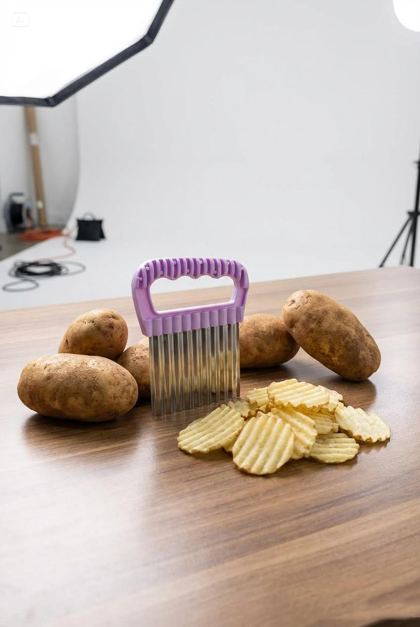 Şekilli Pratik Cips Dilimleyici Paslanmaz Çelik  – 9x13 cm 722424