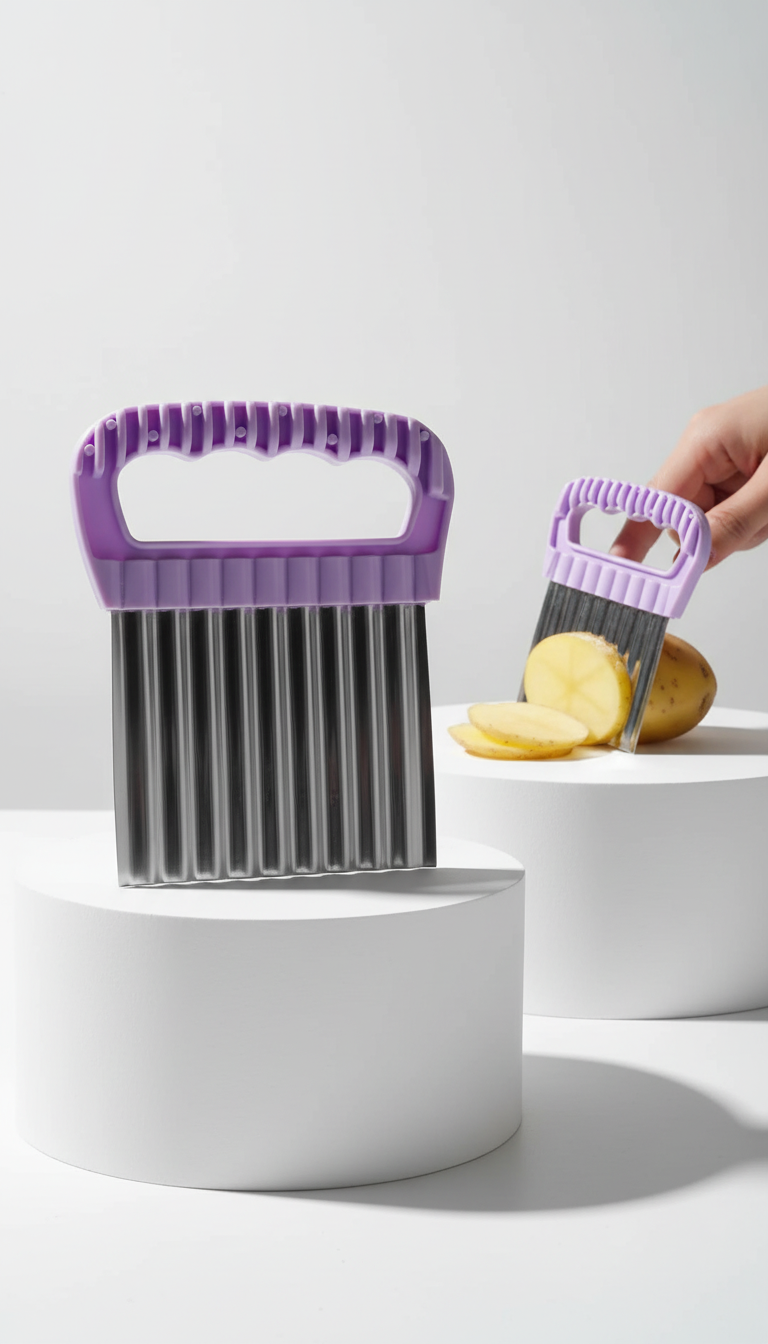 Şekilli Pratik Cips Dilimleyici Paslanmaz Çelik  – 9x13 cm 722424