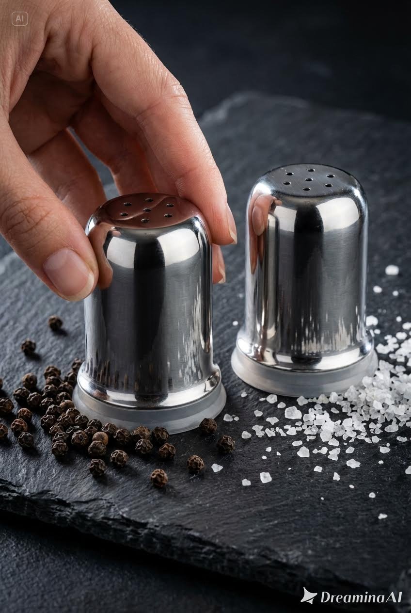 Inox Mini Tuzluk - 2 li SET Paslanmaz Çelik – 6x3,5 cm Şık Sofra Yardımcısı 722425