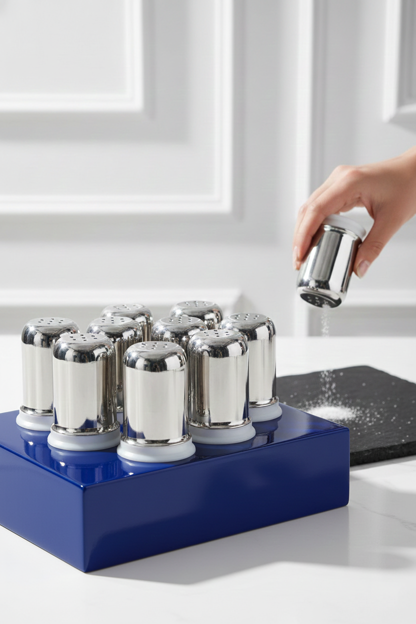 Inox Mini Tuzluk - 12 li SET Paslanmaz Çelik – 6x3,5 cm Şık Sofra Yardımcısı 722426