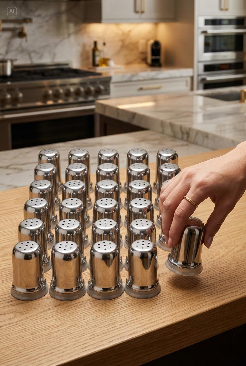 Inox Mini Tuzluk - 24 LÜ SET Paslanmaz Çelik – 6x3,5 cm Şık Sofra Yardımcısı 722427