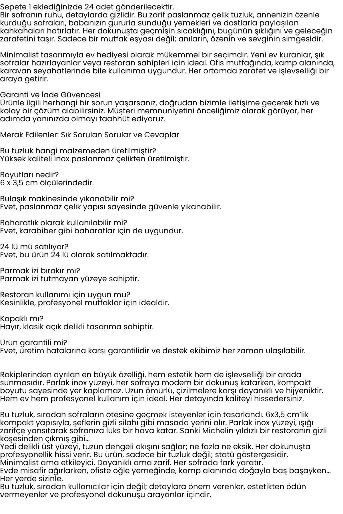 Inox Mini Tuzluk - 24 LÜ SET Paslanmaz Çelik – 6x3,5 cm Şık Sofra Yardımcısı 722427