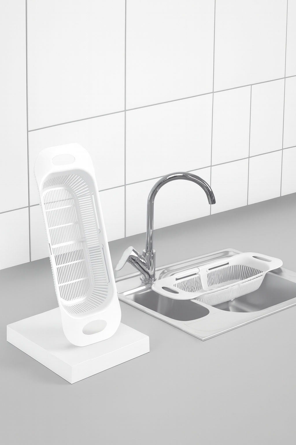 Ayarlanabilir Sürgülü Lavabo Süzgeci – Mutfak için Pratik ve Şık Tasarım BEYAZ 722438