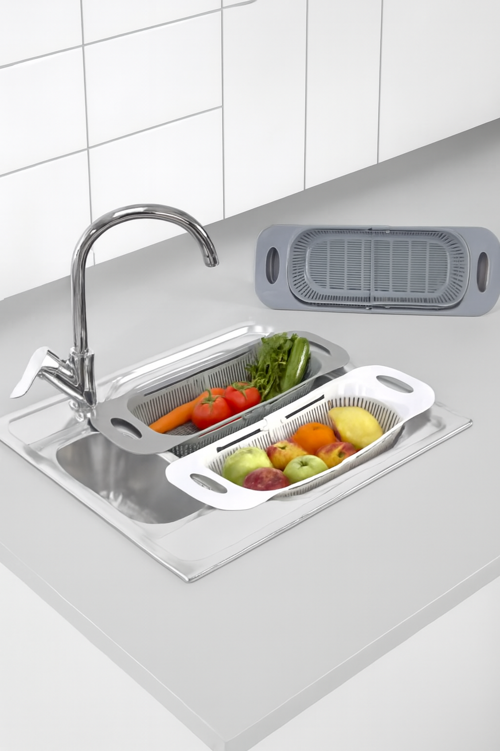 Ayarlanabilir Sürgülü Lavabo Süzgeci – Mutfak için Pratik ve Şık Tasarım BEYAZ 722438