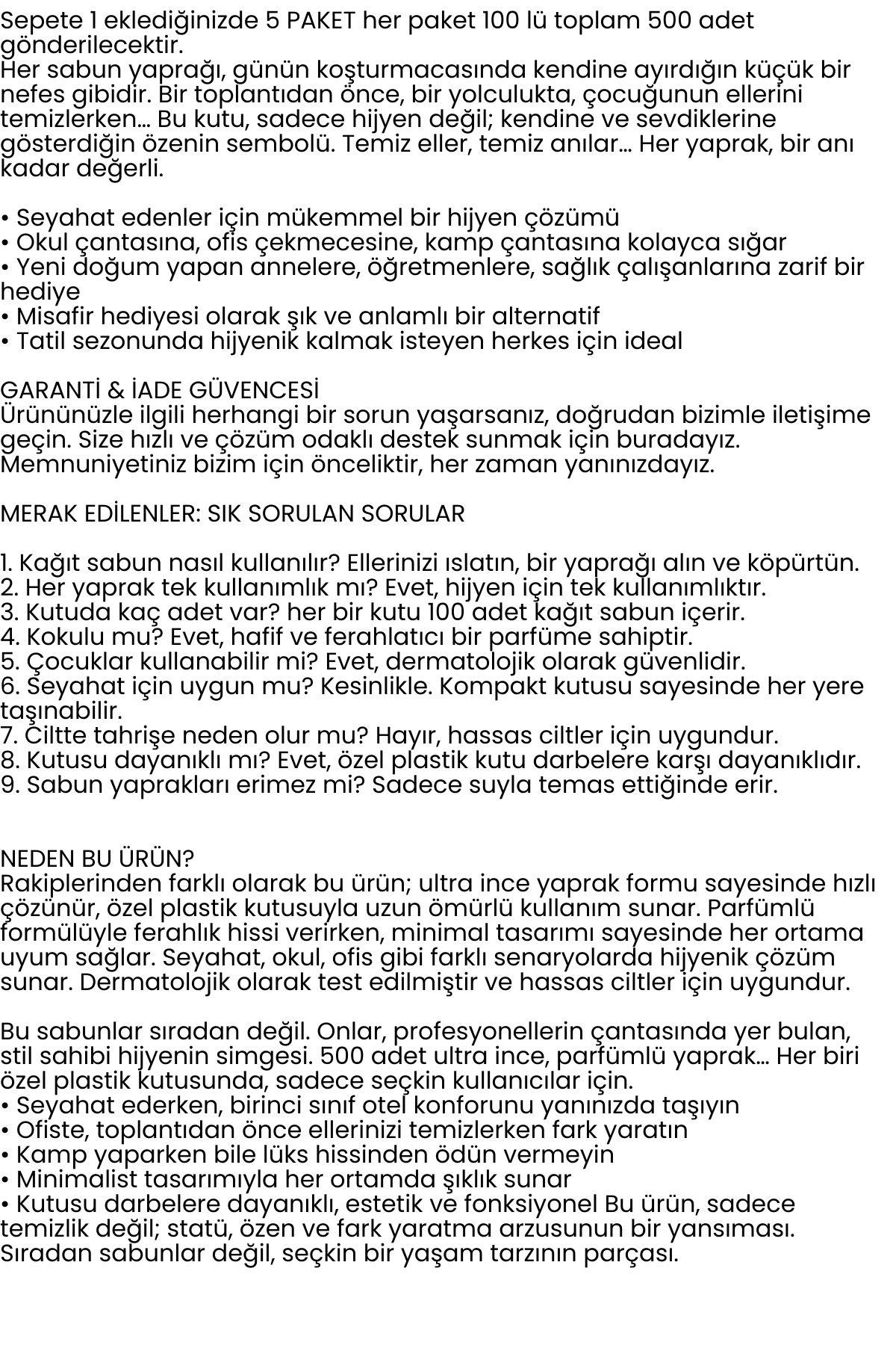 Parfümlü Elde Eriyen Kağıt Sabun - 500 lü paket Sihirli Sabun – Hijyenik Seyahat Kutusu 722444