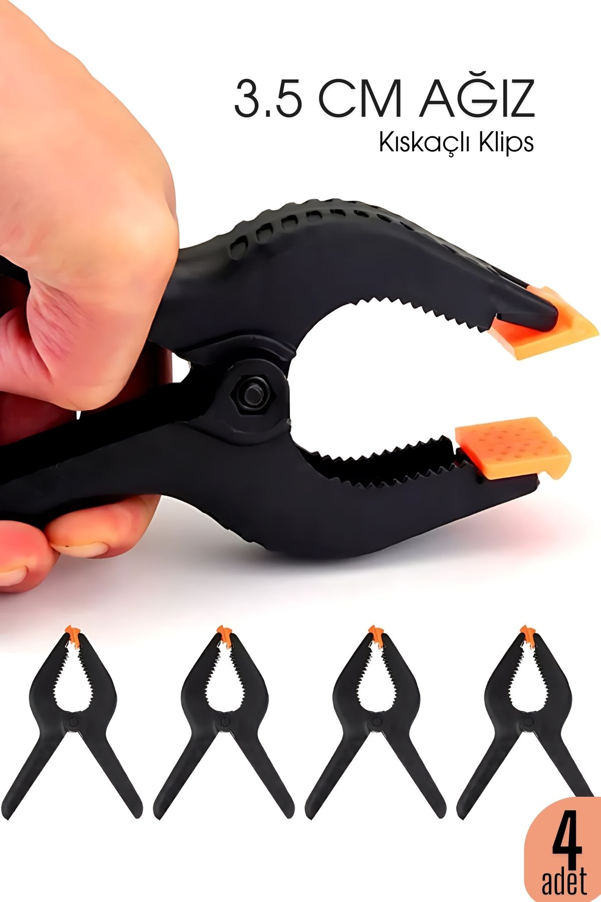 Kıskaç Klips Yaylı Işken ce Plastik Kelepçe Güçlü Mafsallı Çene 3 inç 3.5 cm ağız 722448