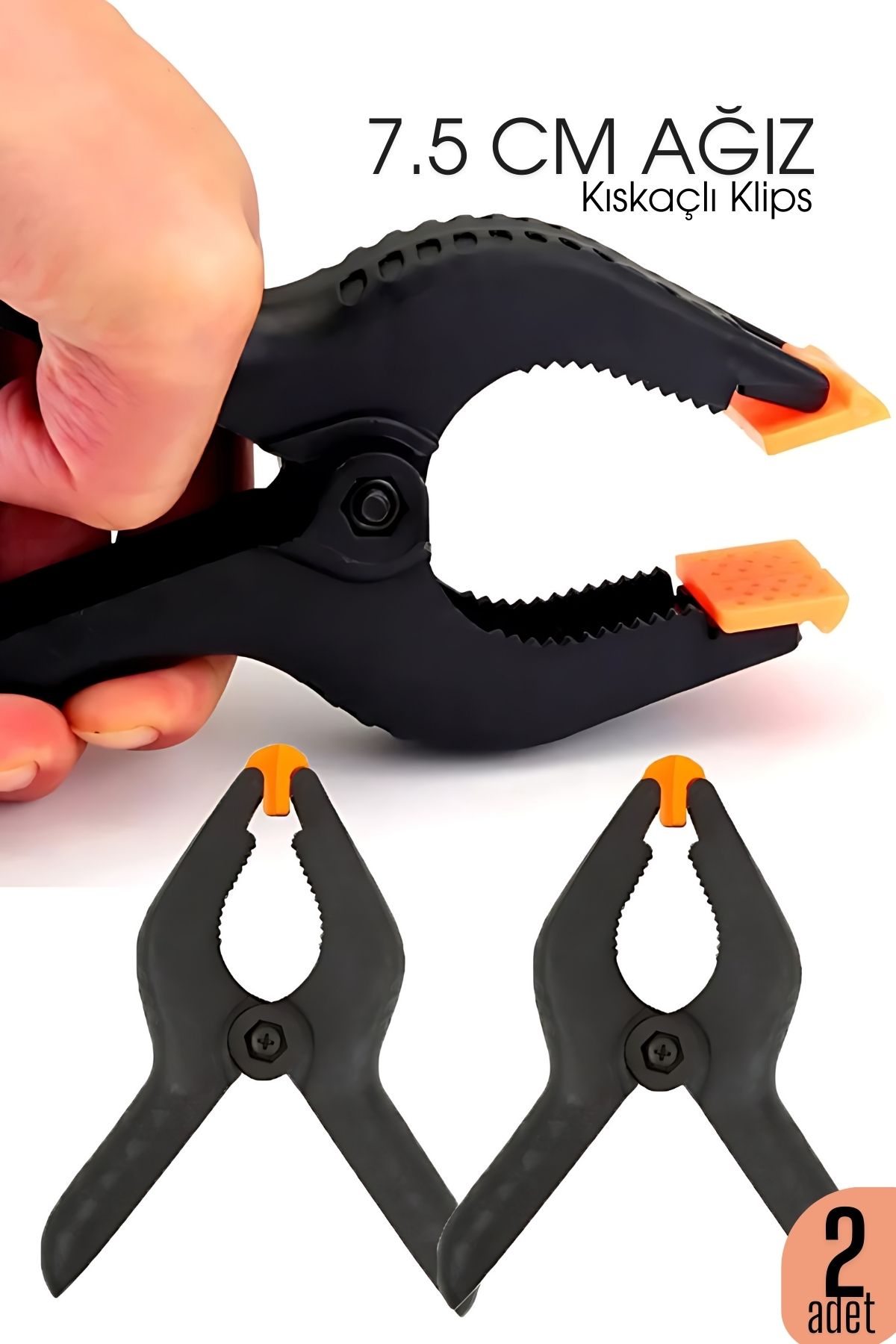 Kıskaç Klips Yaylı Işken ce Plastik Kelepçe Güçlü Mafsallı Çene 6 inç 7,5 cm ağız 722450